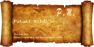 Pataki Milán névjegykártya